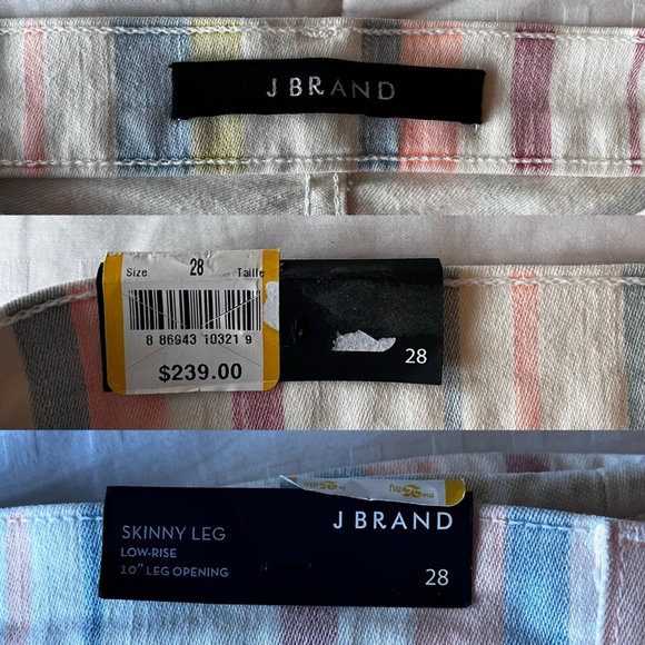 NWT J Brand Skinny Low-rise Candy Stripe Jean Legging 28 - Picture 6 of 10